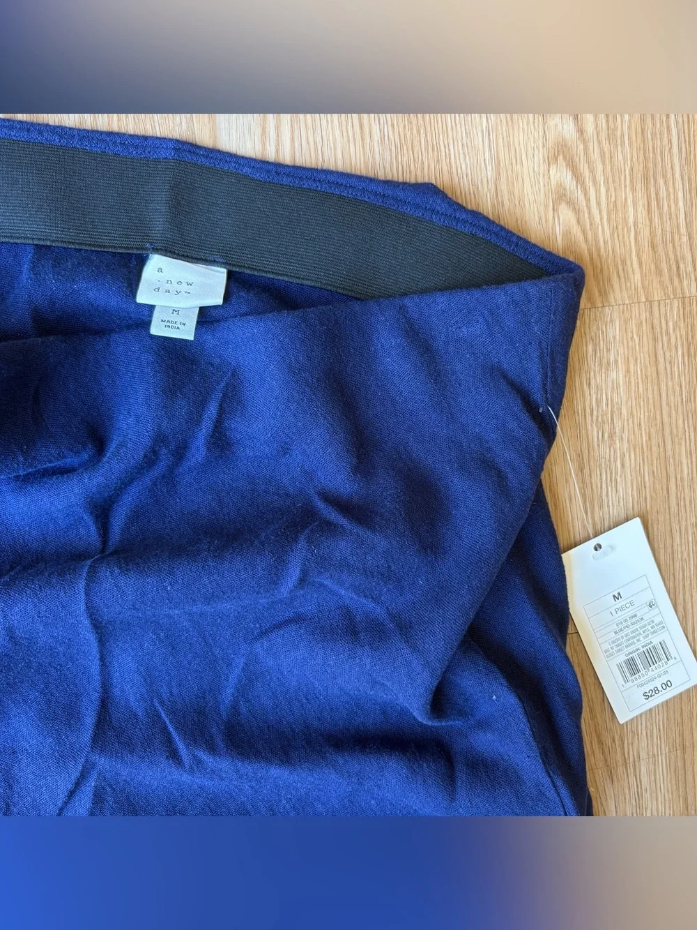 A New Day Navy Blue Knit Midi Skirt medium